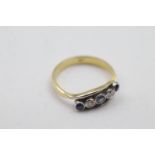 18ct gold diamond and sapphire five stone ring (3.6g) Size P