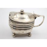 Antique Georgian Hallmarked .9258 STERLING SILVER Mustard / Condiment Pot (122g) Maker -