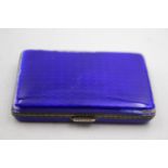 Vintage 1927 Imported London STERLING SILVER Cigarette Case w/ Enamel (119g) w/ Blue Guilloche