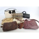 8 x Vintage HANDBAGS / WALLETS Inc. Feather, Snake, Fur, Etc Items are in vintage condition Signs of