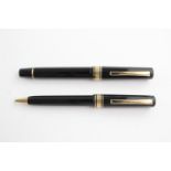 Vintage OMAS 1930 Black FOUNTAIN PEN w/ 14ct Gold Nib, Matching Pencil Etc Dip Tested & WRITING In