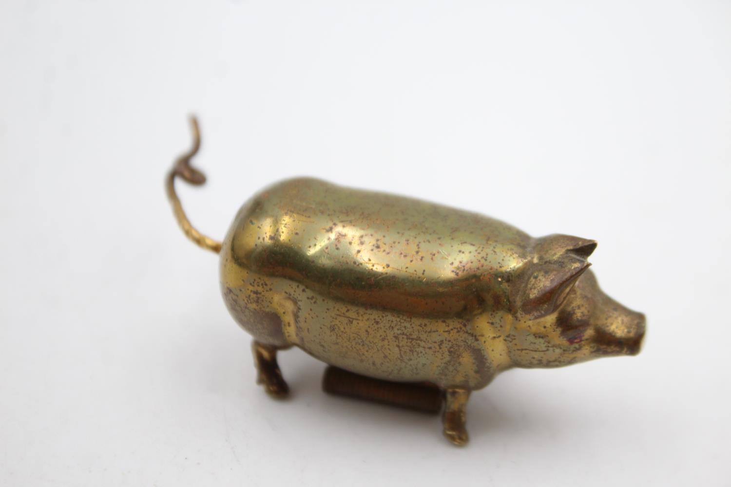 Antique / Vintage HABERDASHERY Novelty Tape Measure Pig Design w/ Rotating Tail Length - 6cm In