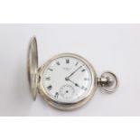 Vintage Gents .925 SILVER Full Hunter POCKET WATCH Hand Wind WORKING (120g) Vintage Gents Hallmarked