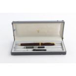 Vintage PARKER 75 Brown Lacquer FOUNTAIN PEN w/ 14ct Gold Nib WRITING Boxed Vintage PARKER 75