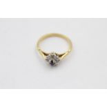 9ct gold sapphire & diamond ring (2.4g) size L