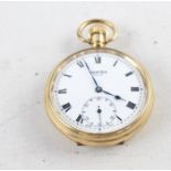 Vintage Gents Rolled Gold Open Face Vertex revue POCKET WATCH WORKING (105g) Vintage Gents Rolled