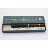 Vintage WATERMAN Ideal Brown FOUNTAIN PEN w/ 9ct Gold Banding, 14ct Nib WRITING Vintage WATERMAN