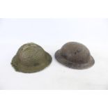2 x WW2 Era BRITISH Military Helmets Inc Warden Etc In vintage condition Signs of use & age Please