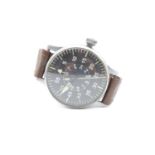 German Luftwaffe WWII Pilot's watch large onion shaped crown 55mm snap back steel case triangular