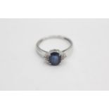 9ct white gold diamond and sapphire ring (2.4g) size P