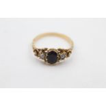9ct gold floral framed pearl & amethyst ring (1.9g) size M