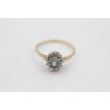 9ct gold diamond framed topaz halo ring (1.2g) size M