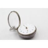 Antique Gents .925 SILVER Open Face Verge Fusee Pair Cased POCKET WATCH (122g)