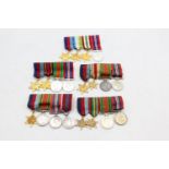 5 x Assorted Miniature MEDAL Groups Inc WW2, Burma, Atlantic & Pacific Stars Etc In vintage