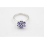 9ct gold tanzanite floral cluster ring (3.1g) size N