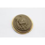 14ct gold antique large lava cameo brooch (24.3g)