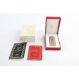Vintage Must De CARTIER Gold Plated Grid Effect Cigarette LIGHTER Original Box UNTESTED In vintage