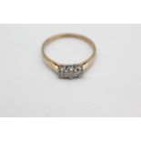 9ct gold trio diamond fronted ring (2.2g) size S