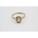 9ct gold aquamarine rope bordered dress ring (1.6g) size Q