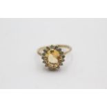 9ct gold vitrine & green gemstone ring (3.2g) Size N