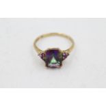 9ct gold mystic topaz & amethyst ring (2.2g) Size Q