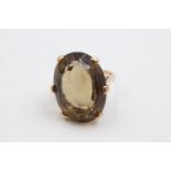 9ct gold smoky quartz cocktail ring (12.4g) Size N