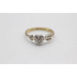 18ct gold & platinum diamond detailed heart arrow ring (2.6g) Size K