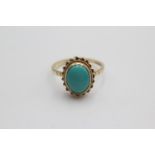 9ct gold rope framed turquoise ring (2.2g) Size O