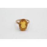 9ct gold orange paste cocktail ring (2.6g) Size J