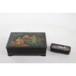 2 x Vintage Decorative TRINKET Boxes Russian Lacquer Papier Mache Vintage Decorative TRINKET Boxes