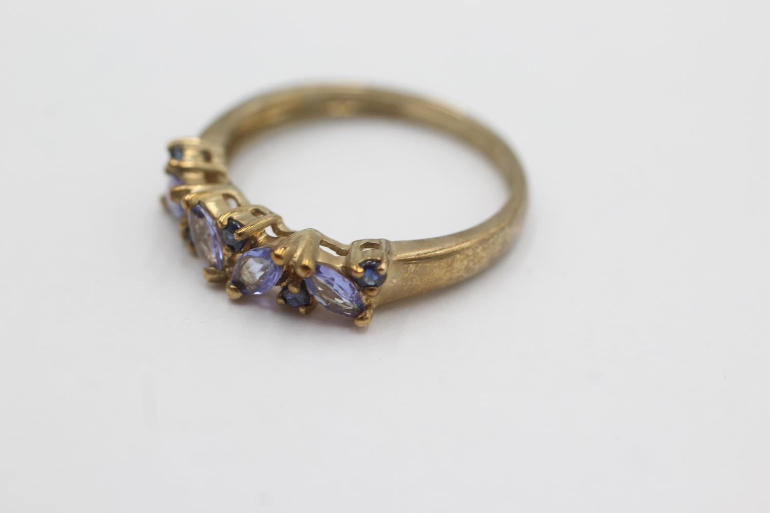 9ct gold tanzanite & sapphire ring (2.1g) Size O - Bild 3 aus 4