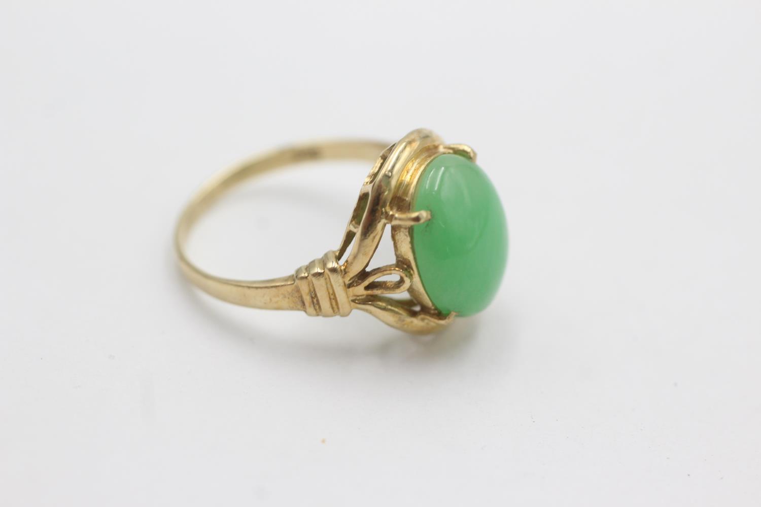 14ct gold jade ring (3.3g) Size L - Bild 2 aus 4