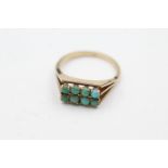 9ct gold turquoise fronted ring (3.2g) Size L