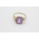 14ct gold diamond & amethyst dress ring (2.6g) Size P