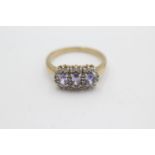 9ct gold tanzanite & diamond ring (2.9g) Size P