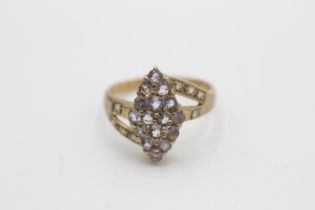 9ct gold diamond & topaz dress ring (3g) Size O