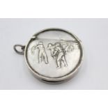 Antique Edwardian Hallmarked 1906 Birmingham STERLING SILVER Vesta Case (35g) w/ Cricket Scene Maker