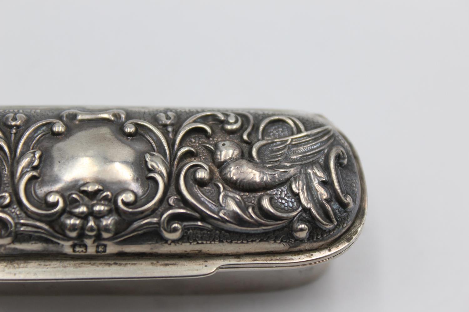 Antique Hallmarked 1906 Birmingham STERLING SILVER Pill / Trinket Box (39g) Maker - Arthur & John - Bild 3 aus 5