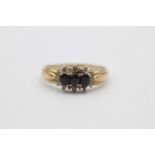 9ct gold sapphire & diamond fronted ring (2.6g) Size U