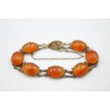 Silver Chinese Export Carnelian Panel Bracelet (18g)