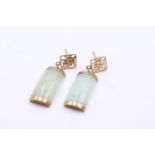 9ct gold jade oriental earrings (3.2g)