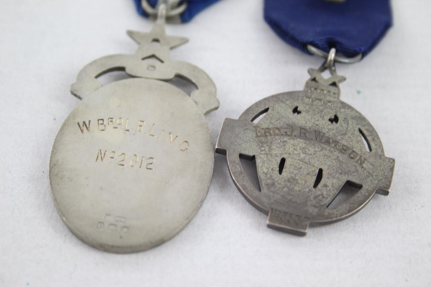 2 x Vintage Hallmarked .925 STERLING SILVER Masonic Jewels / Medals (75g) Inc Hospital Jewel, - Bild 4 aus 5