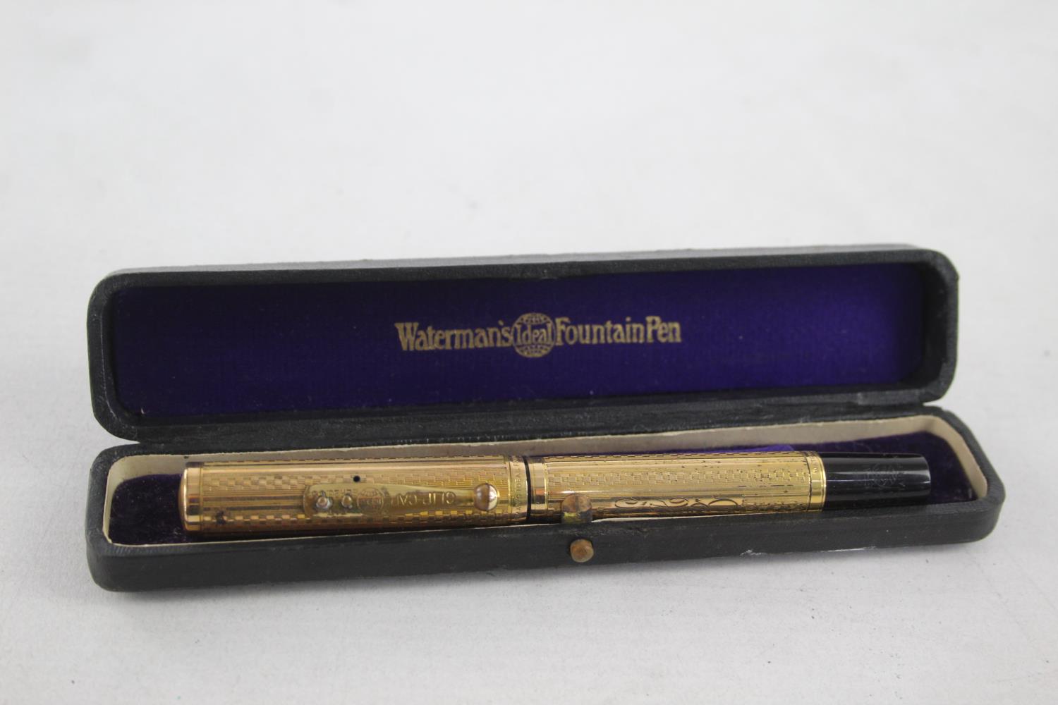 Vintage WATERMAN Ideal Rolled Gold FOUNTAIN PEN w/ 14ct Gold Nib WRITING Boxed Vintage WATERMAN