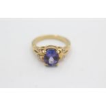 18ct gold diamond & tanzanite ring (5.6g) Size N