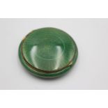 Vintage Green Guilloche Enamel Ladies Vanity Compact Diameter - 6.5cm In vintage condition Signs