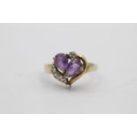 9ct gold amethyst & diamond ring (2.5g) Size S