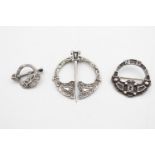 3 X Sterling Silver Celtic Brooches (25g)