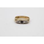 18ct gold sapphire & diamond fronted ring (3.5g) Size I