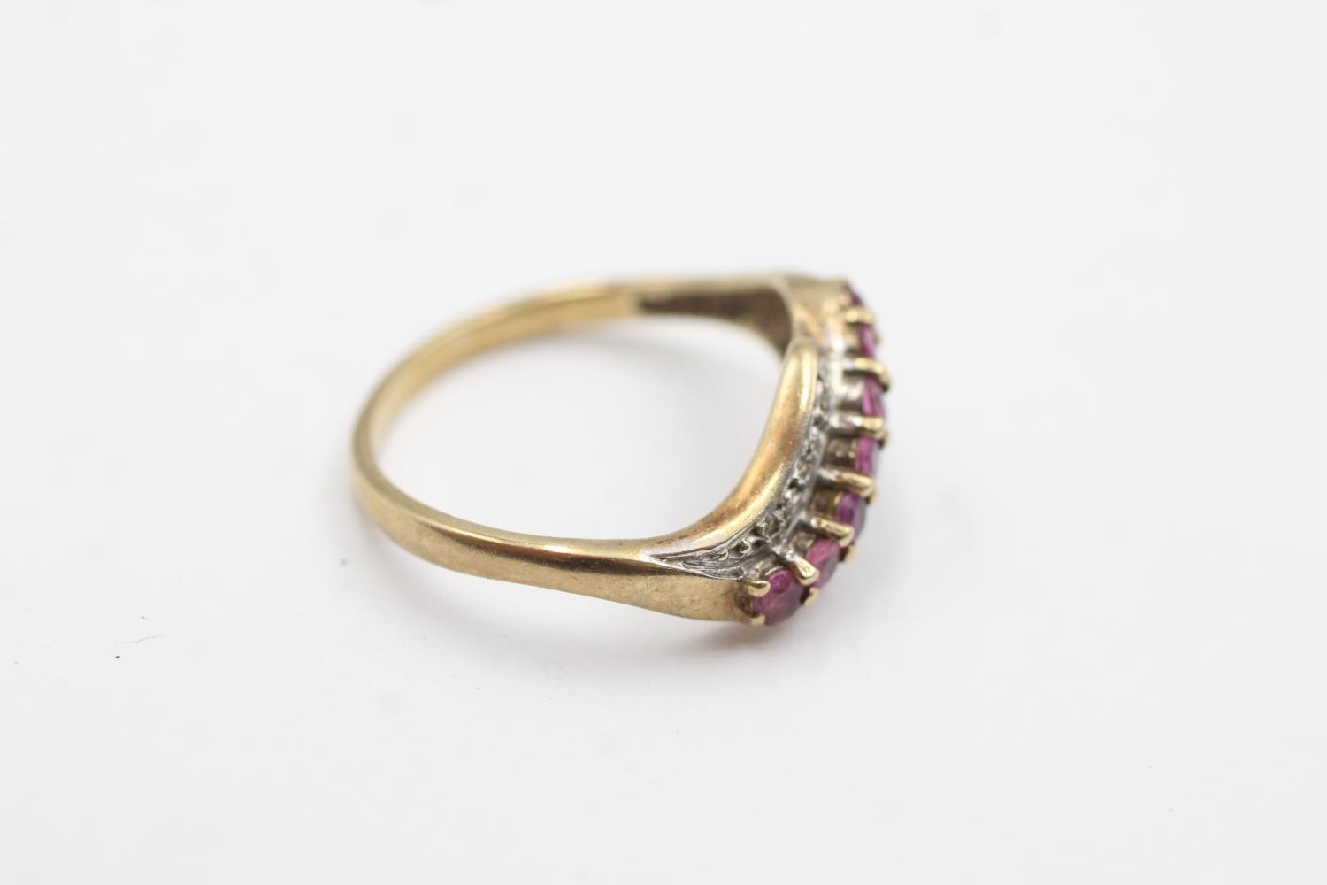 9ct gold ruby & diamond twist setting dress ring (1.9g) Size M - Bild 4 aus 4