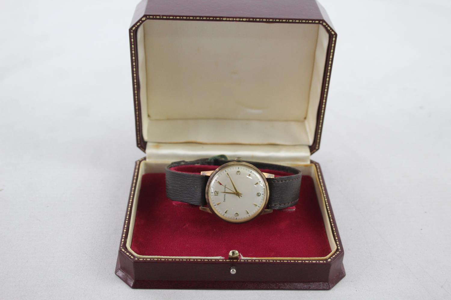 Vintage Gents SMITHS ASTRAL 9ct GOLD WRISTWATCH HEAD Hand-Wind WORKING Boxed Vintage Gents SMITHS